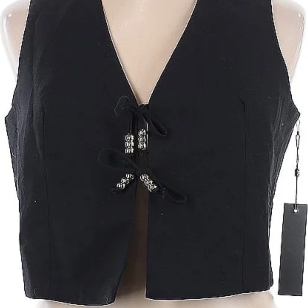 Emerson Lang NWT Linen blend tie front vest